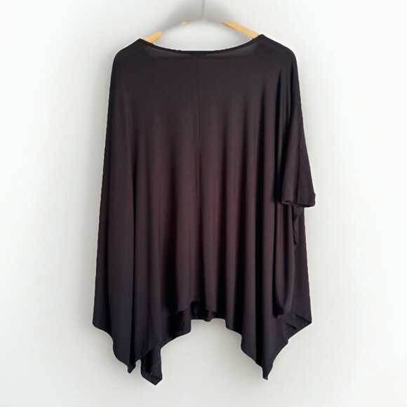 Studio Ko Clothing Bamboo Asymmetric Poncho Top One Size Black Soft Oversized - Picture 8 of 9